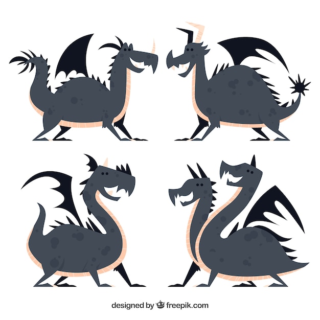 Dragons collection in black color