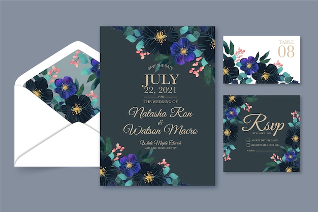 Dramatic botanical wedding stationery