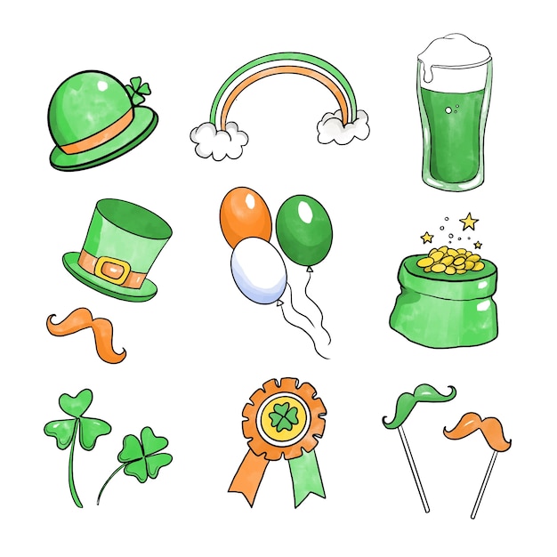 Free vector draw of st. patricks day element collection