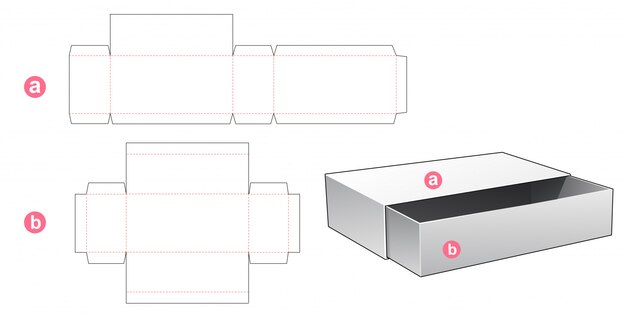 Drawer box die cut template