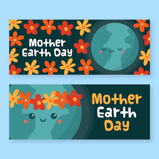 Drawign of mother earth day banner collection