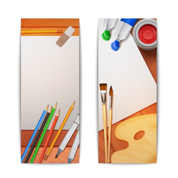 Free vector drawing banners vertical set