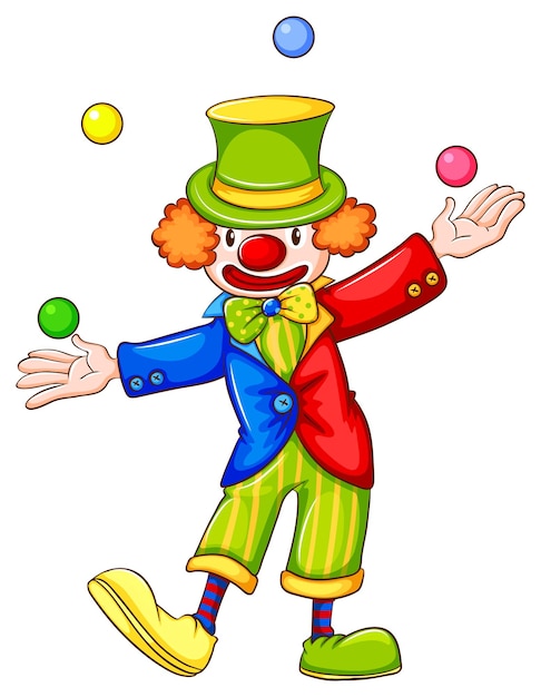 A drawing of a clown juggling