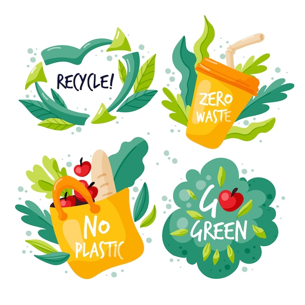 Free vector drawing of ecology badges design