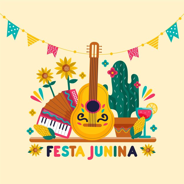 Drawing of festa junina concept