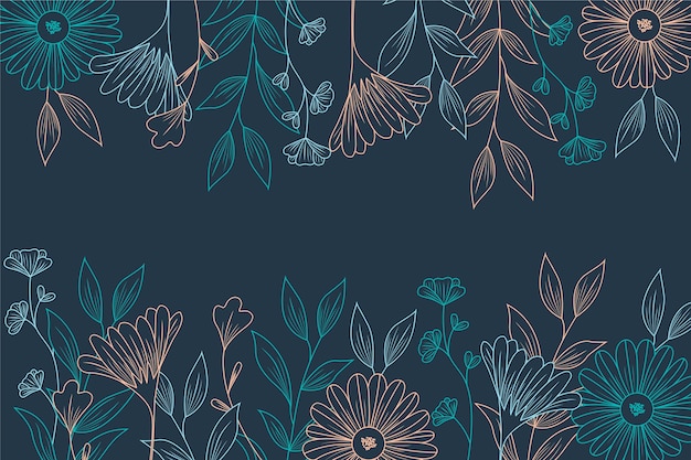 Free vector drawing of flowers on blackboard background