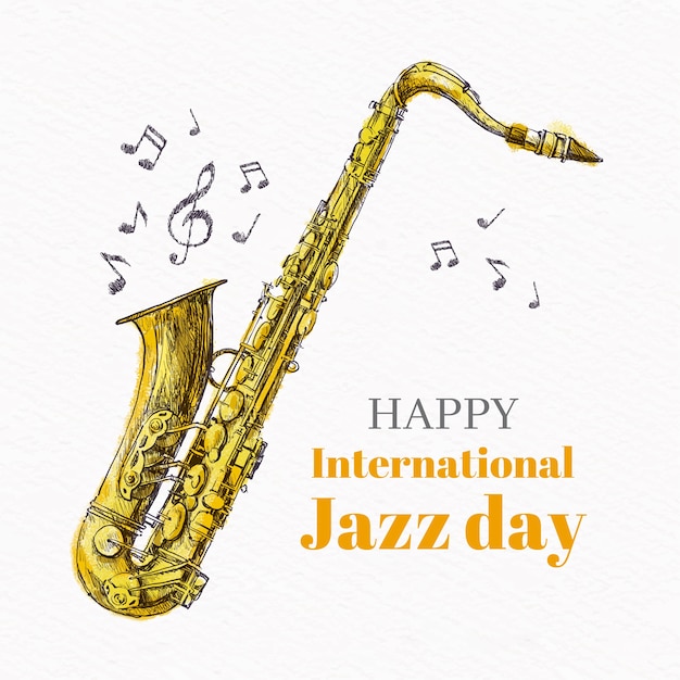 Free vector drawing of internationa jazz day concept