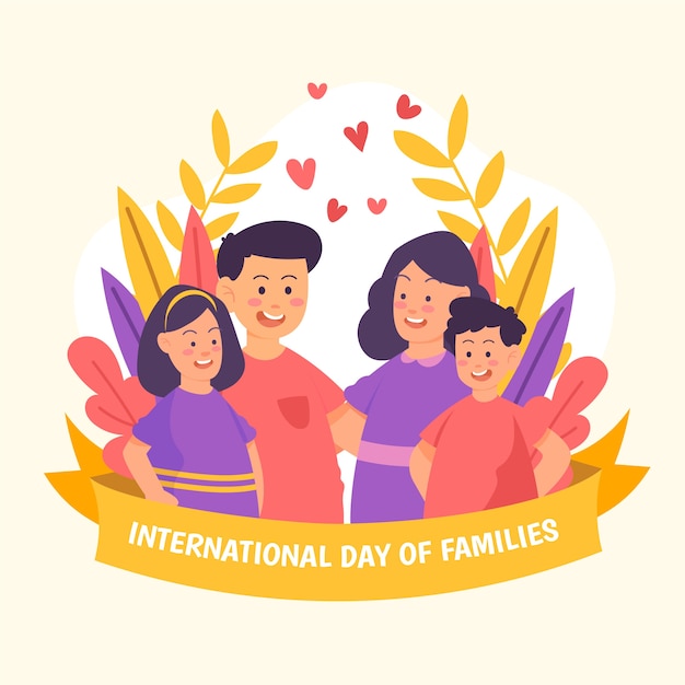 Free vector drawing international day of families illustration