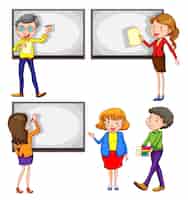 Free vector a drawing of the male and female teachers on a white background