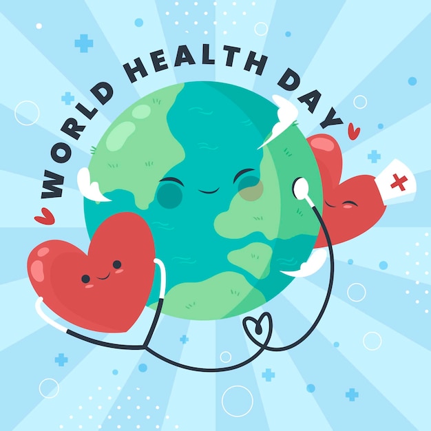 Бесплатное векторное изображение Розыгрыш всемирного дня здоровья