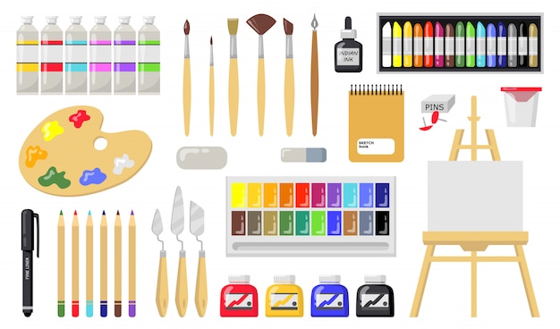 Free vector drawing and painting tools set