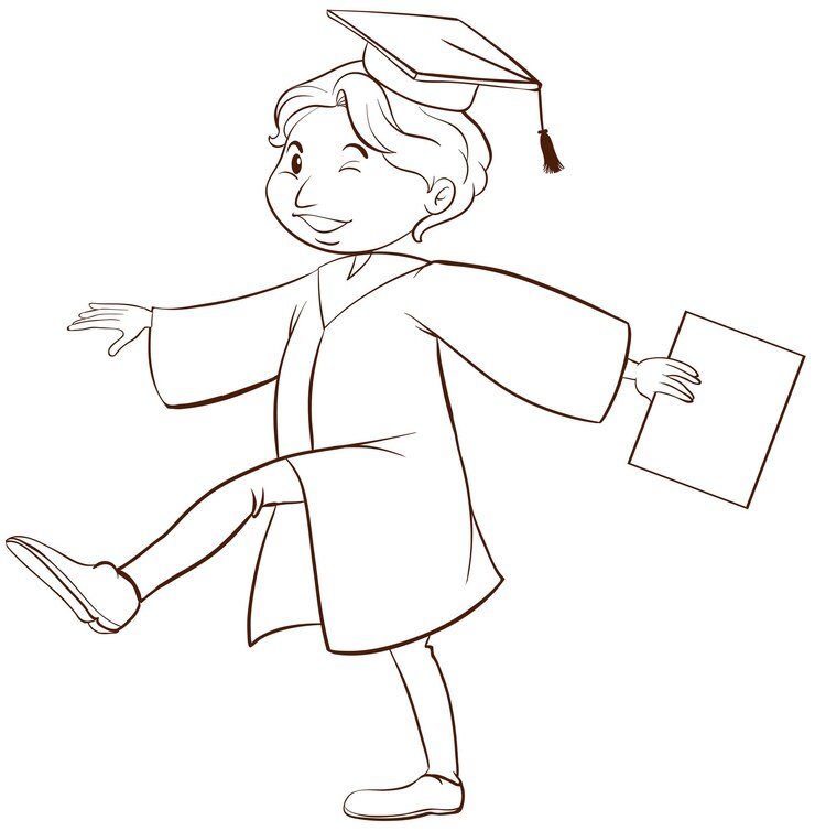 Free Vector a drawing of a person graduating