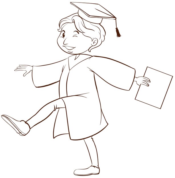 A drawing of a person graduating