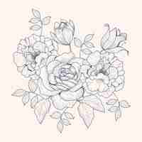 Free vector drawing of vintage floral bouquet