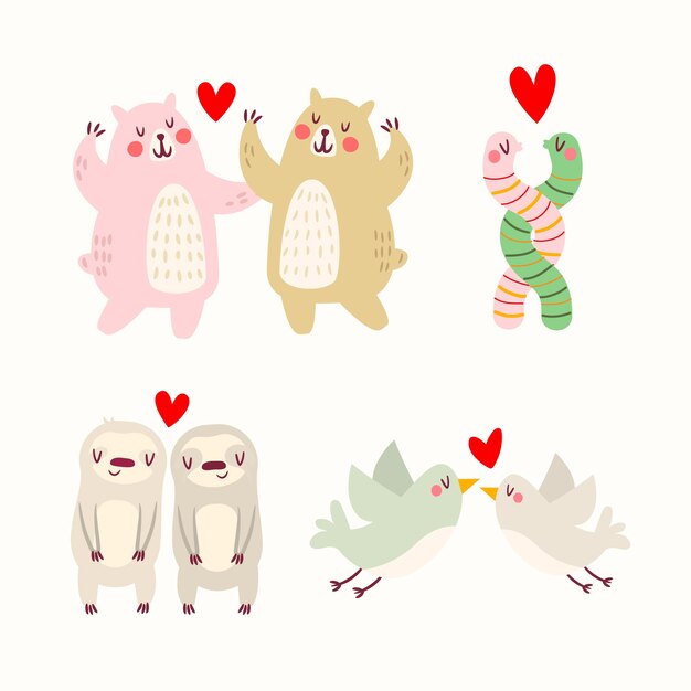 Drawing with animal couples