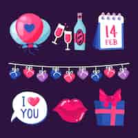 Free vector drawing with element collection for valetines day