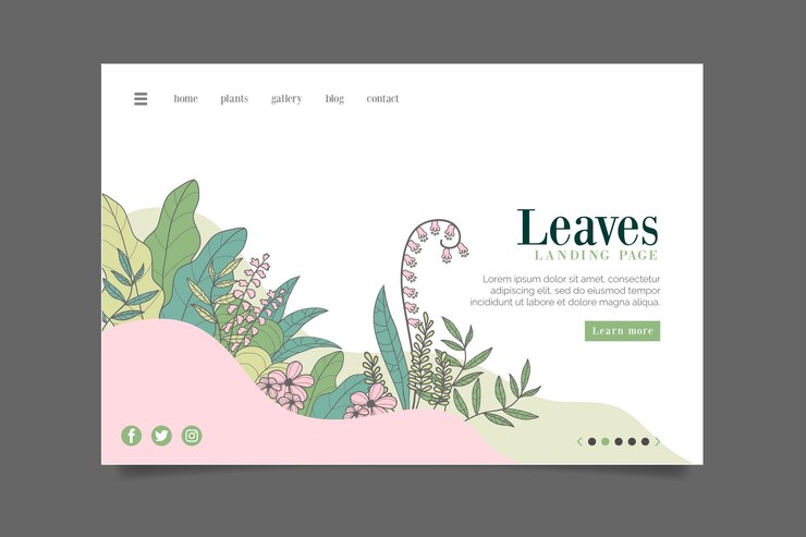 Free Vector drawing with nature landing page