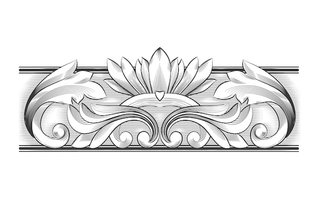 Free vector drawing with ornamental border in baroque style