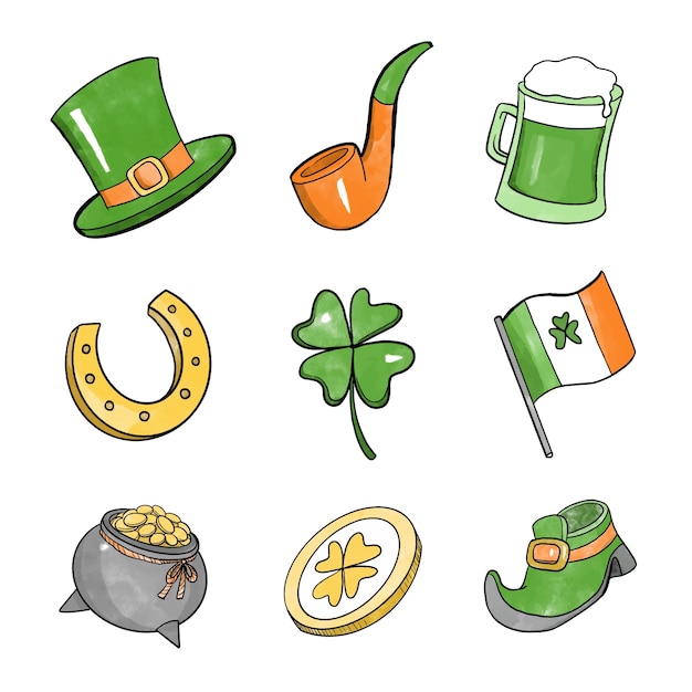 Free vector drawing with st. patricks day element collection