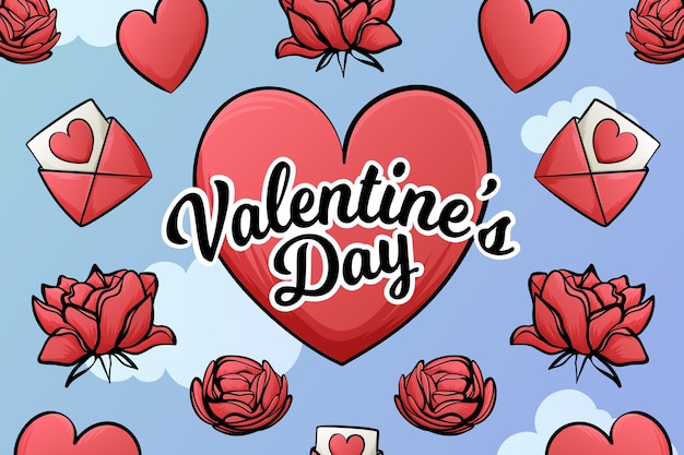 Free vector drawing with valentines day for background