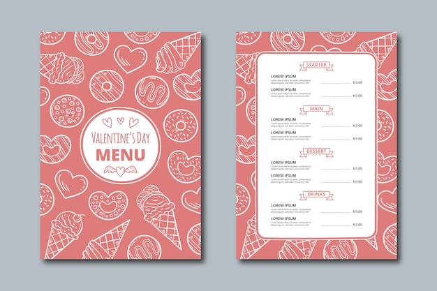 Free vector drawing with valentines day menu