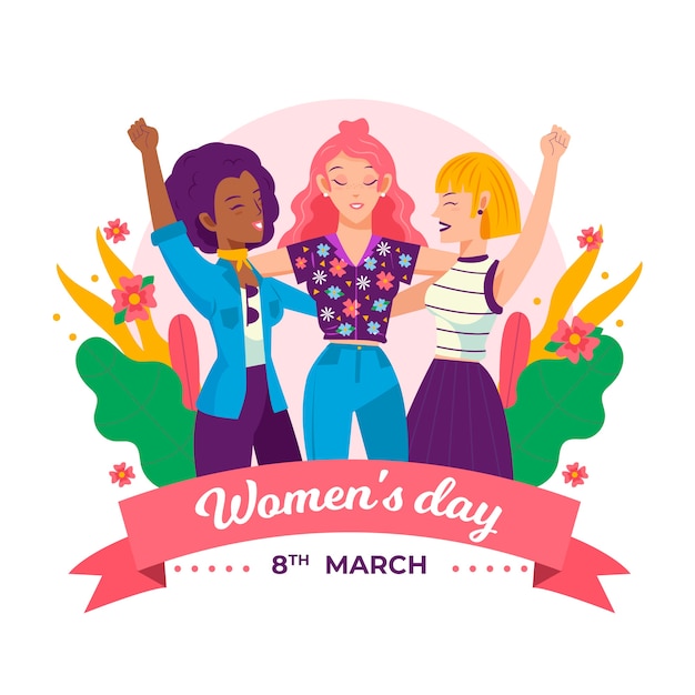 Free vector drawing with womens day event