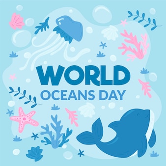 Free Vector Drawing Of World Oceans Day Illustration Free Vector Drawing Of World Oceans Day Illustration
