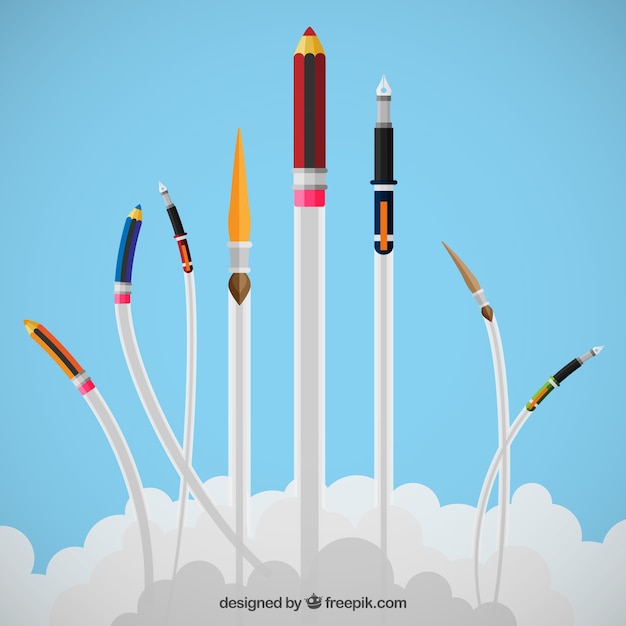 Free vector drawing and writing tools flying