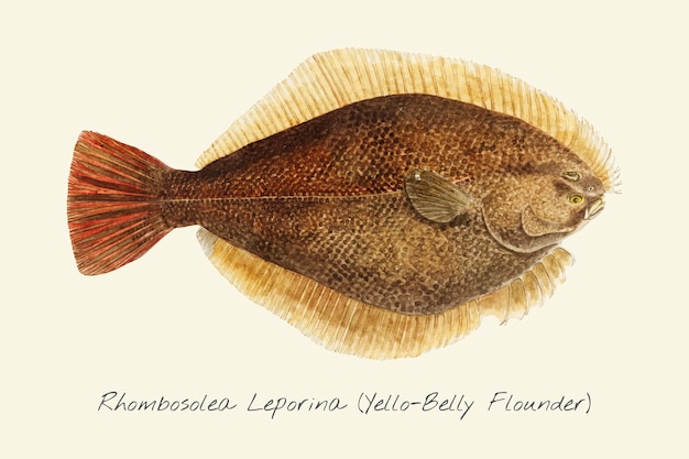 Drawing of a yellow-belly flounder