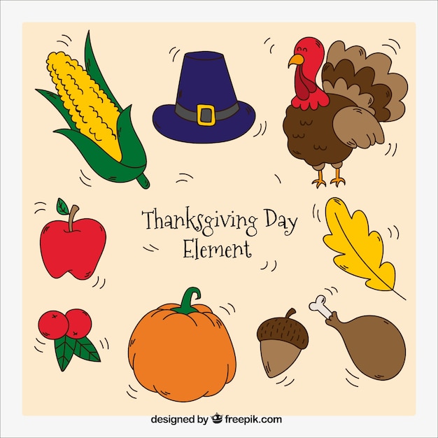 Free vector drawings elements collection of thanksgiving