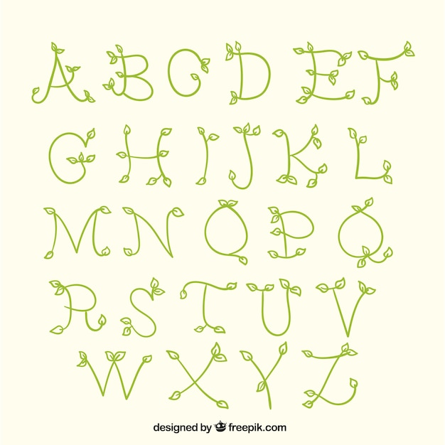 Free vector drawn alphabet with branches and leaves