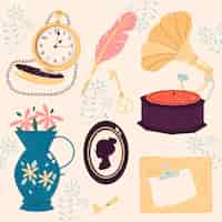 Free vector drawn antique market collection