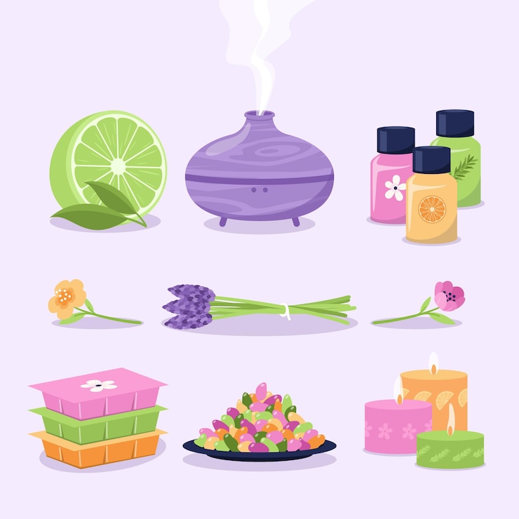 Free Vector drawn aromatherapy element set