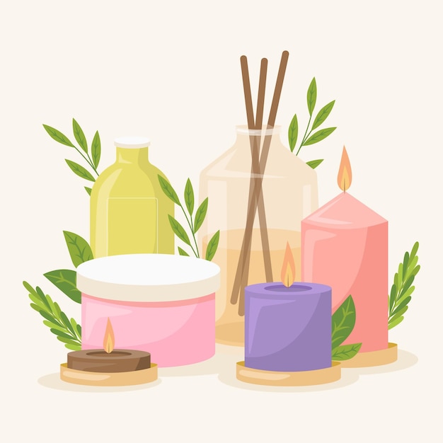 Free vector drawn aromatherapy element set