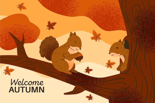 Free vector drawn autumn wallpaper  theme