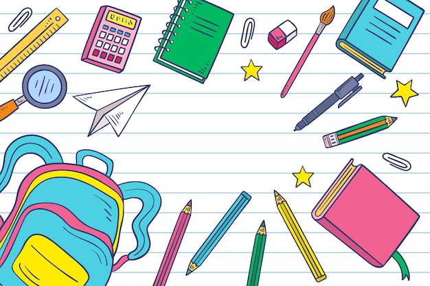 Drawn back to school background with empty space