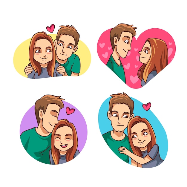 Free vector drawn boyfriend and girlfriend set