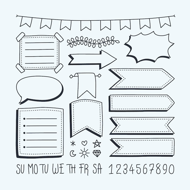 assignment file pic Free vector drawn bullet journal elements collection