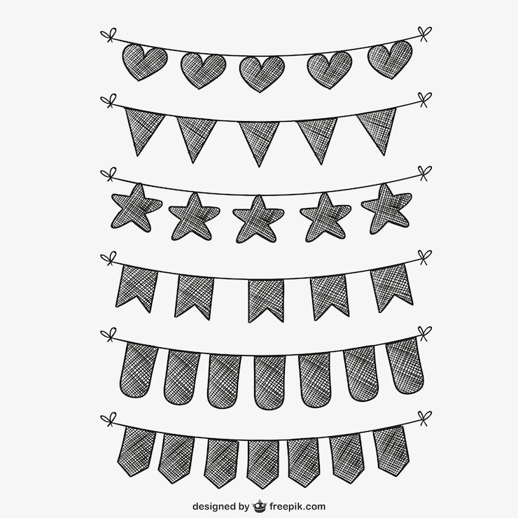 Free Vector drawn bunting collection