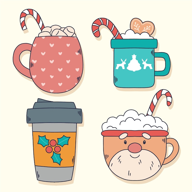 Free Vector and drawn christmas hot chocolate illustration
