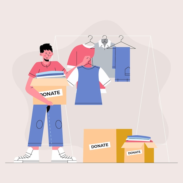 Illustrazione di concetto di donazione di abbigliamento disegnato