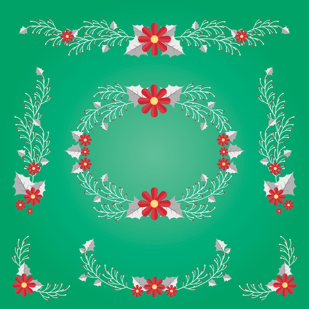 Free vector drawn collection of christmas flowers