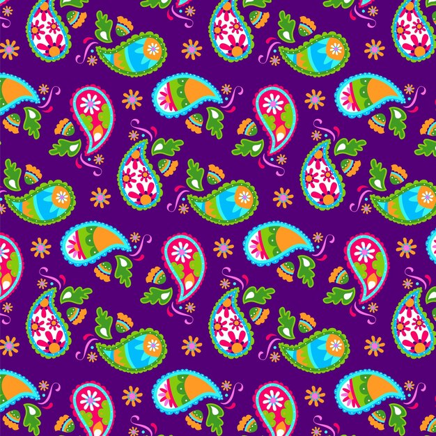 Drawn colorful paisley pattern