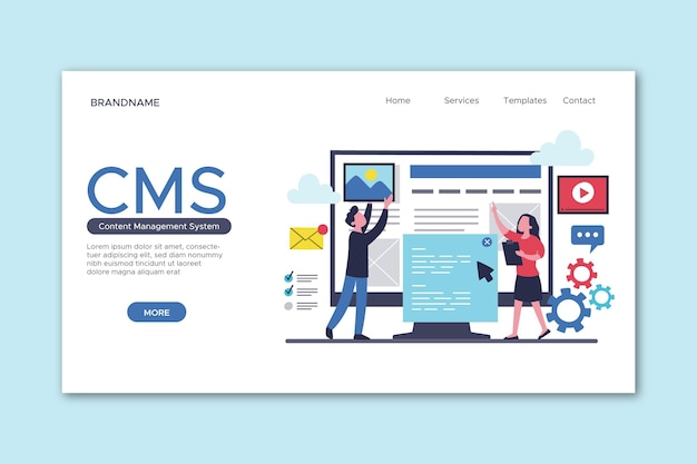 Drawn content management system landing page template