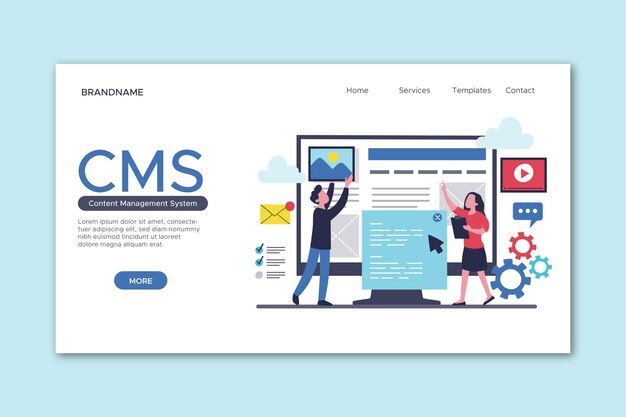 Drawn content management system landing page template