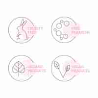 Free vector drawn cruelty free badge pack