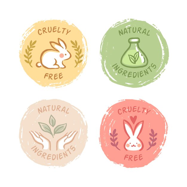 Drawn cruelty free badges collection