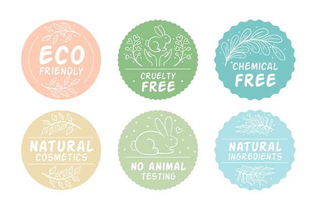Drawn cruelty free badges pack