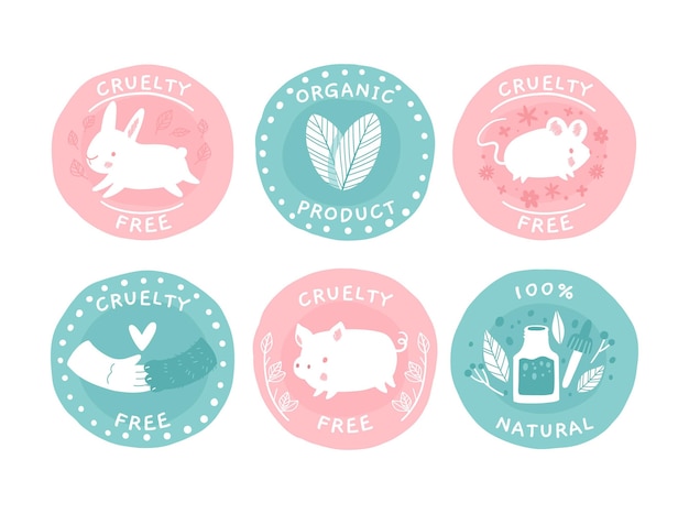 Free vector drawn cruelty free badges set