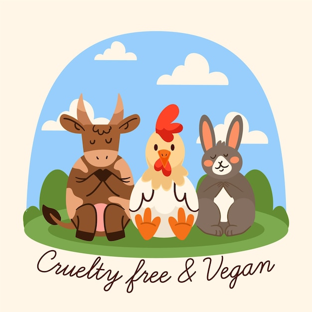 Vettore gratuito disegnata cruelty free e illustrazione vegana